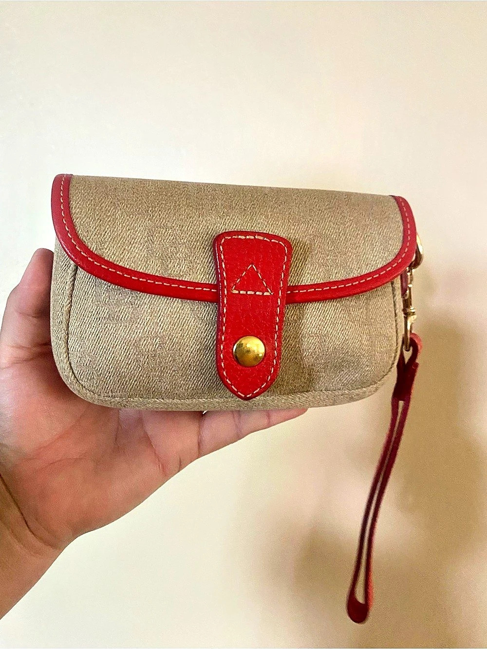 Dooney and Bourke Brown & Red Wristlet Clutch
